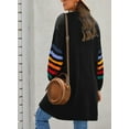 thumbnail image 6 of Aleumdr Womens Fall Open Front Cardigan Black Stripe Knitted Sweaters Outwear 16 18, 6 of 9
