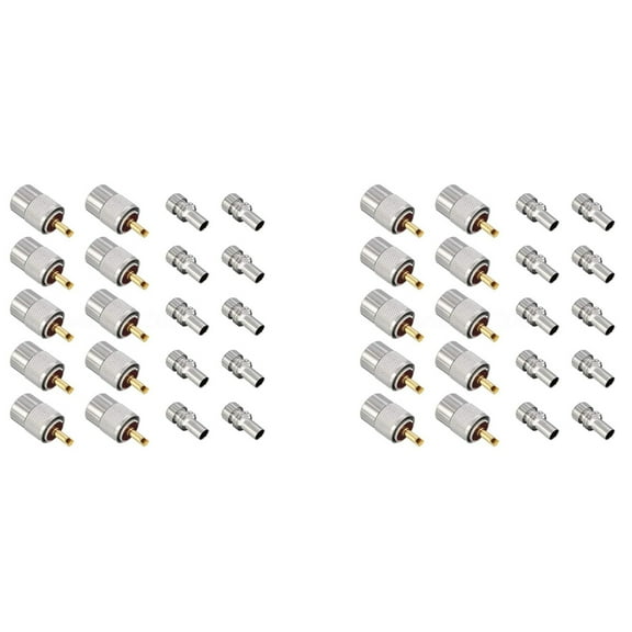 20 Pack UHF/PL-259 Solder Connector Plug with Reducer for RG8X, RG8, RG59, LMR-400, RG-213 Coaxial Coax Cable