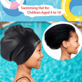 thumbnail image 2 of 2 Pack Kids Extra Large Swim Cap for Long Thick Hair, Waterproof Silicone Swimming Hat for Girls Aged 4 to 16 Boys Toddler Children Youth, Hair Turban Protection for Braids Dreadlocks, 2 of 8
