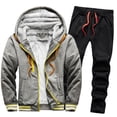thumbnail image 3 of Moda para hombre Otoño e invierno Chaqueta suelta informal de color sólido + Pantalones Traje de dos piezas Fridja  fhghd4579, 3 of 5