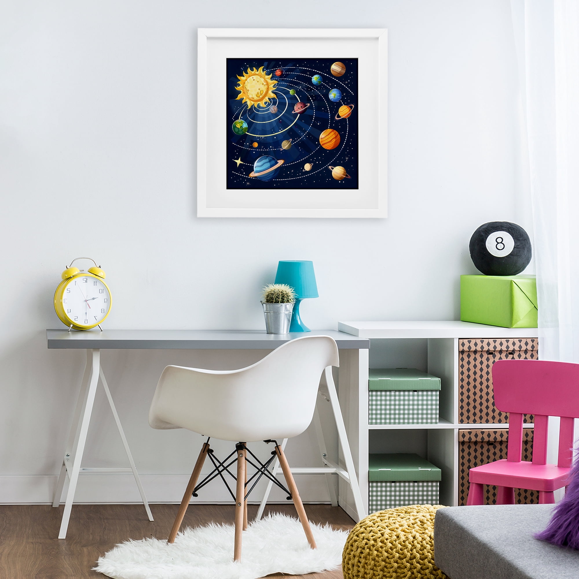 Stupell Industries Planets In Orbit White Framed Print Under Glass, design by Creative Studio
