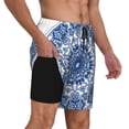 thumbnail image 2 of Balery Blue Watercolor Bañador para hombre, shorts de playa de secado rápido con entrepierna y forro de compresión-Large, 2 of 6
