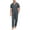 Dark Gray, variant on Men's 100% Cotton Pajamas Set Button Down Sleepwear Short Sleeve and Long Pants Pjs (Black,L)