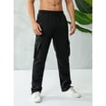 thumbnail image 6 of Sunisery Men Casual Straight Leg Jogger Heavy Weight Fleece Cargo Pocket Sweatpants Black M, 6 of 7