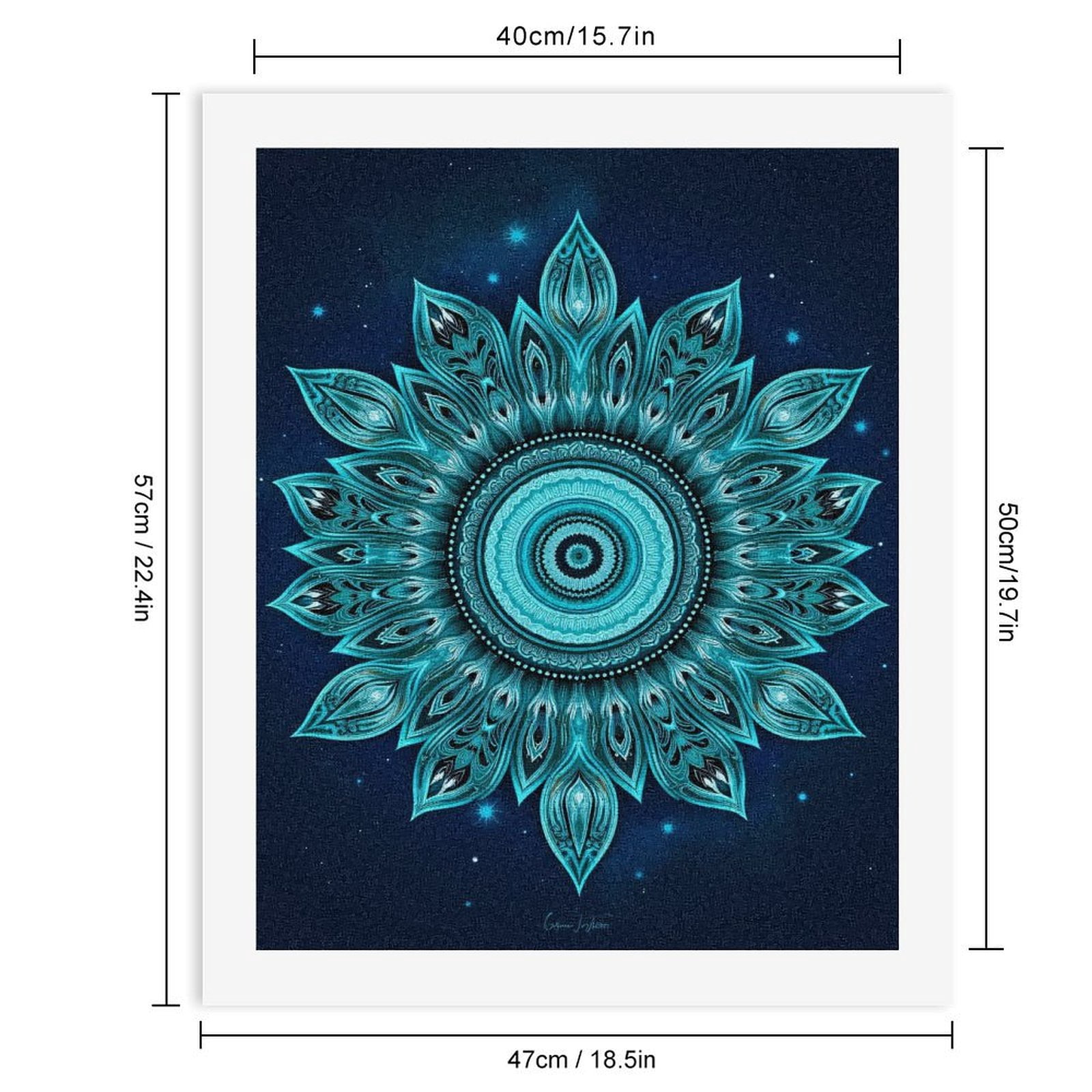 Paint By Numbers Kit for Adults Beginner - DIY Azure Mandala Starburst Art Canvas Painting Kits for Adults, Frameless Paint By Number for Adults for Home Wall Decor 16x20 Inch
