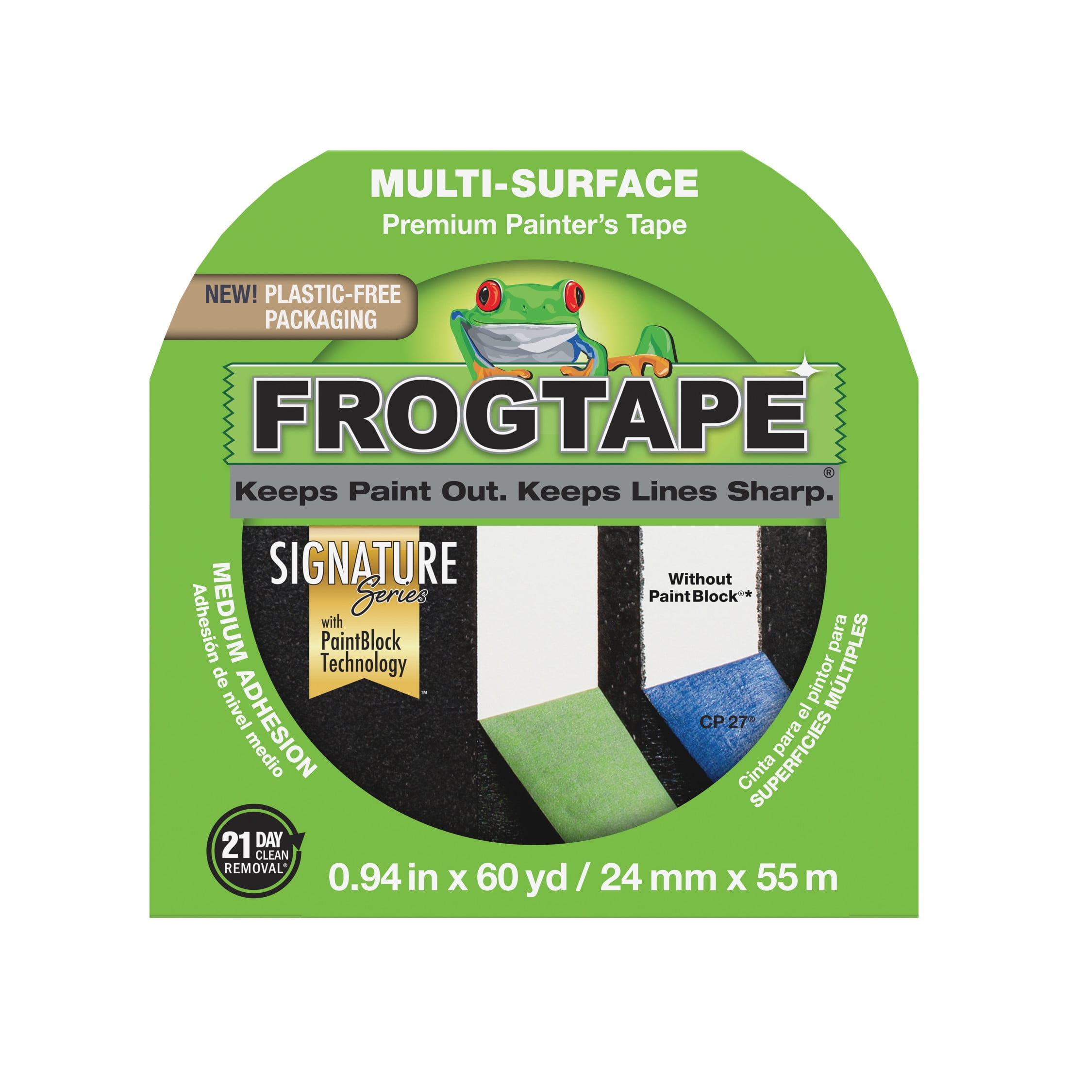 (4 pack) FrogTape 0.94 in. x 60 yd. Green Multi-Surface Painter's Tape