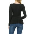 thumbnail image 5 of SSOULM Women's Long Sleeve Stetchy Knit Ruffle Hem Peplum Blouse Top with Plus Size, 5 of 5