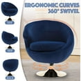 thumbnail image 4 of Modern Swivel Barrel Chair, Velvet Accent Chair Set of 2, 360 Swivel Round Cuddle Chair, Upholstered Armchair for Living Room, Bedroom, Hotel, Studio, Bar, Salon, Navy Blue, 4 of 18