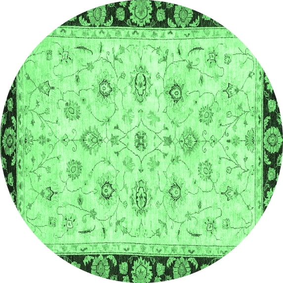 Ahgly Company Indoor Round Oriental Emerald Green Traditional Area Rugs, 5' Round