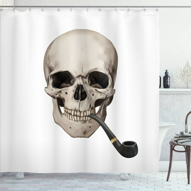 Skull Smoking Shower Curtain Highly, Skeleton Shower Curtain
