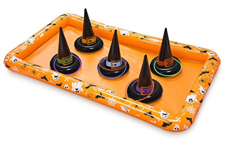 BESPORTBLE Halloween Witch Hat Ring Game Set Inflatable Fun Educational Throwing Holiday Party Game Children Adult 