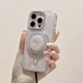 thumbnail image 2 of Magnetic Silicone Case with Kickstand, Gradient Resin Drip Design, Shockproof and Durable Phone Case (Gray base + magnetic bracket,iPhone 12), 2 of 7