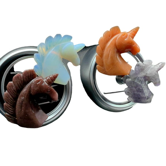 Charms Car Vent Clips Crystal Unicorn Car Crystal Accessories Healing Carved Model Gemstone Quartz Crystals Decor Gift for Women
