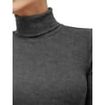 thumbnail image 4 of J. METHOD Women's Light Weight Basic Long Sleeve Turtleneck Knit Ribbed Shirt Sweater Mock Neck Top NEWT88 Charcoal L, 4 of 6