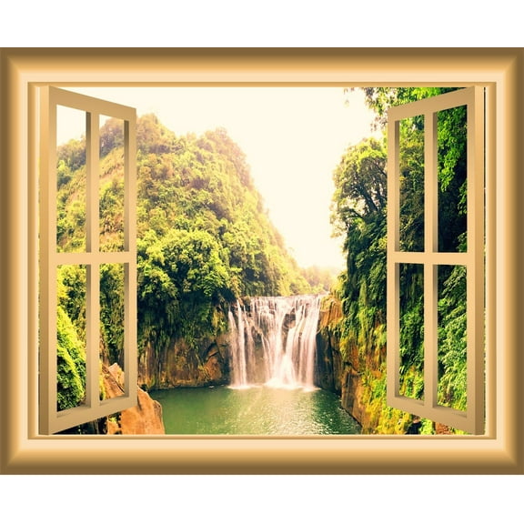 VWAQ Waterfall Window Decal 3D Wall Sticker Peel And Stick Mural VWAQ-NW34 (24"H X 30"W)
