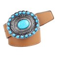 thumbnail image 1 of Accesorios universales de cinturón con hebil vaquero bohemio / occidental turquesa para hombres y mujeres amarillo BLESIY Cinturón de vaquero occidental, 1 of 5