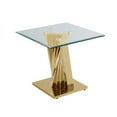 thumbnail image 3 of Geometric Clear Glass Coffee + 2 End + Console Set with Gold Stainless Steel, 3 of 4