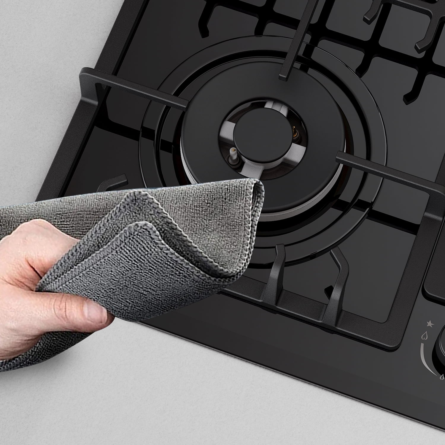 Empava 24 in. Gas Stove Cooktop 4 Italy Sabaf Sealed Burners NG/LPG Convertible Tempered Glass in Black EMPV-24GC28