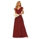 thumbnail image 1 of Vestido de dama de honor TIRAS con volantes en gasa burdeos para boda, 1 of 7