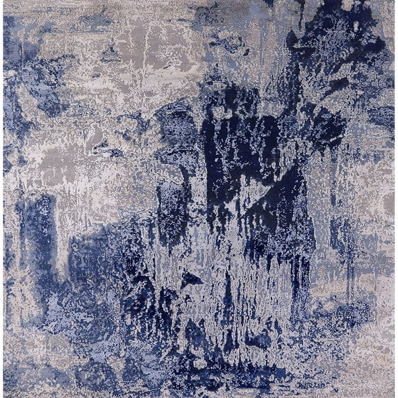 Ahgly Company Machine Washable Indoor Square Industrial Modern Wisteria Purple Area Rugs, 4' Square