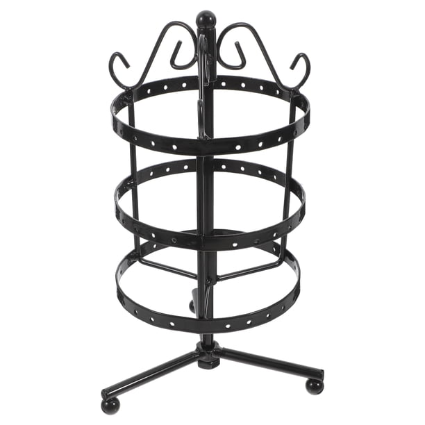 Phenofice Organizador De Joyería De Metal Negro Con Rotación 360 Grados Para Aretes Y Collares