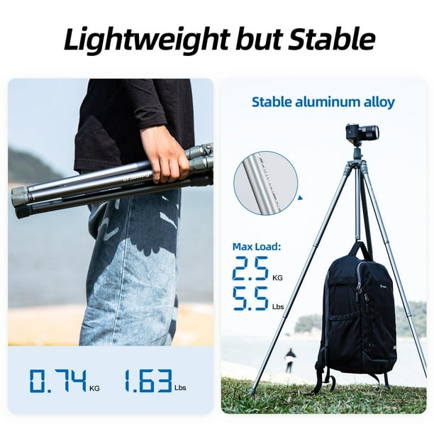 Fotopro 50inch Camera Tripod Lightweight Travel Phone Tripod with