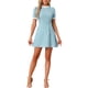 thumbnail image 1 of INSPIRE CHIC Vestido de Manga Corta Vintage con Panel de Contraste y Cuello Volante para Mujeres XL Azul Lago, 1 of 6