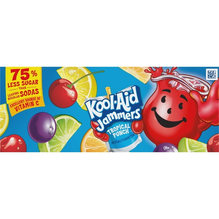 Kool-Aid Jammers Tropical Punch Variety Pack – 40 Pouches – 6 oz Each – Reduced Sugar Kids Drink Pouches