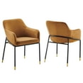 thumbnail image 2 of Modway Jovi Performance Velvet Dining Armchair Set of 2 in Black Cognac, 2 of 8