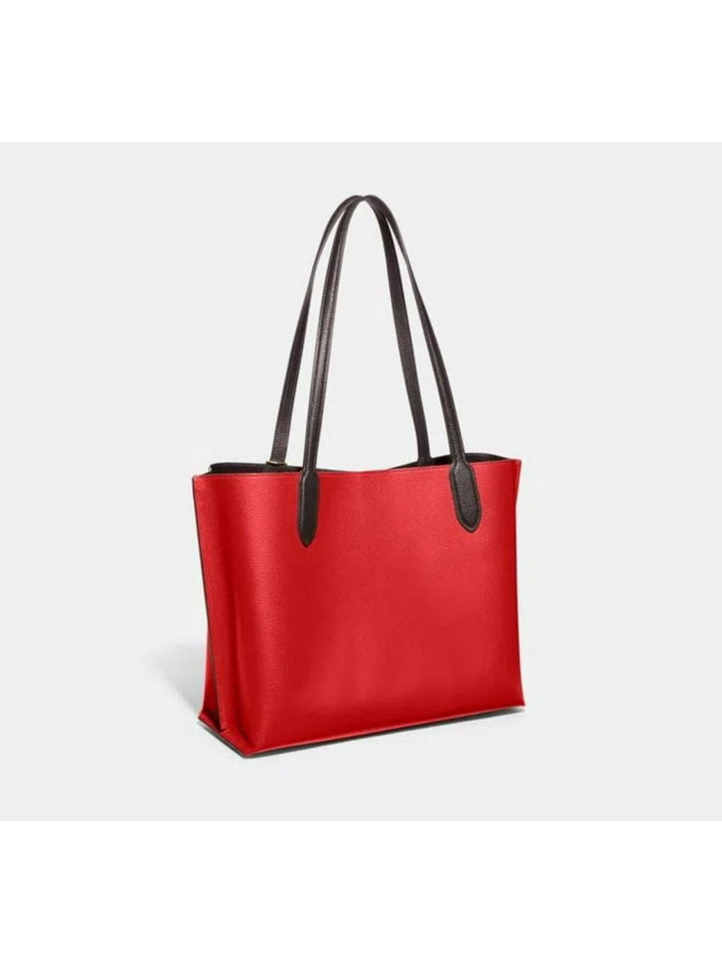 COACH Womens Color-Block Leather Willow Tote Sport Red Multi