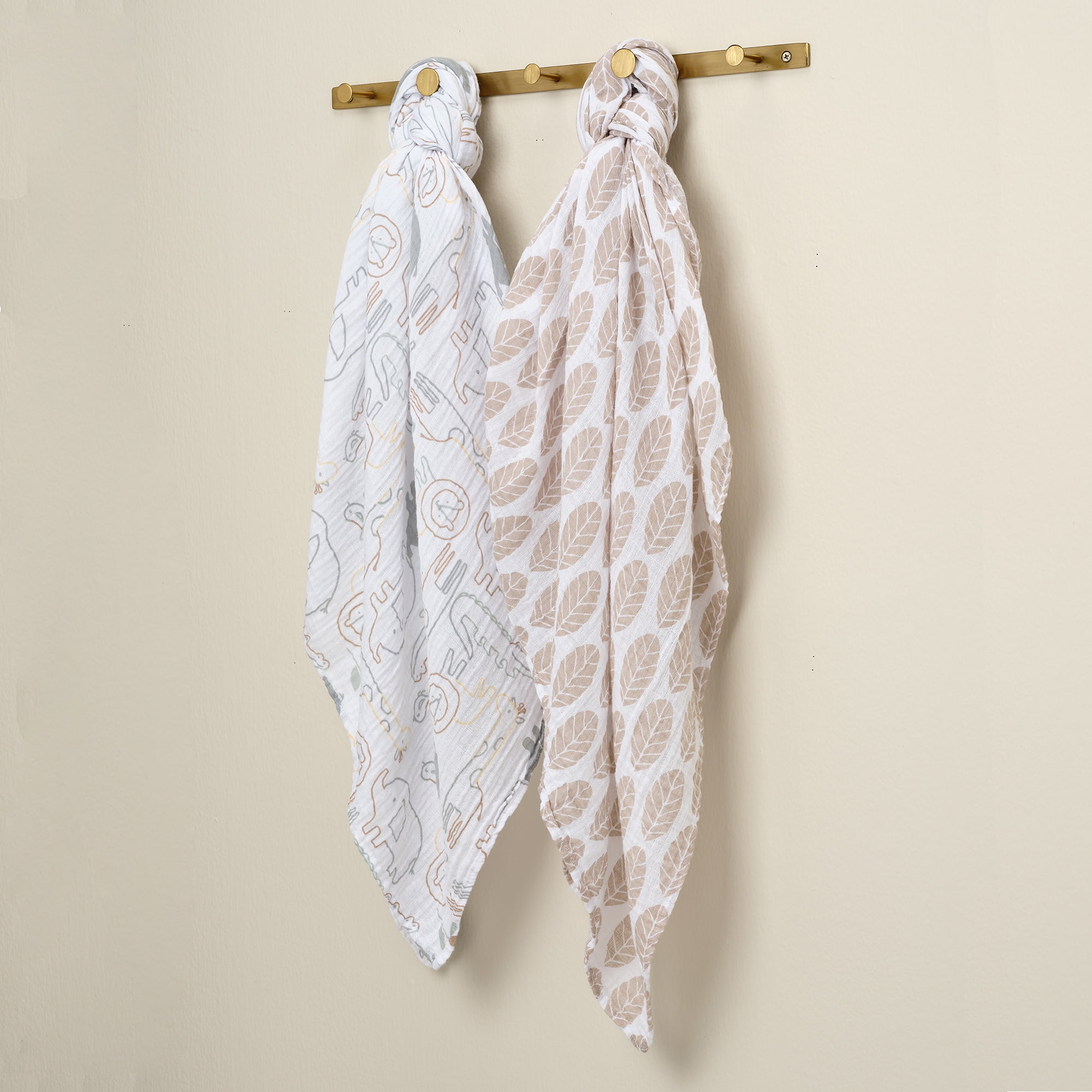 Lambs & Ivy Jungle Story 100% Cotton Muslin Safari Swaddle Blankets - 2 Pack