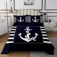 thumbnail image 1 of Erosebridal Nautical Anchor Coverlet Set Queen, Geometry Striped Bed Quilt, 3pcs, 1 of 5