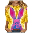 thumbnail image 2 of Cavosen Happy Easter Womens 3/4 Sleeve Shirts Summer Cute Bunny Tie Dye Print Pullover Blouse Crewneck Festival Tops Vacation Holiday T Shirts Loose Dressy Stylish Tees XL, 2 of 5