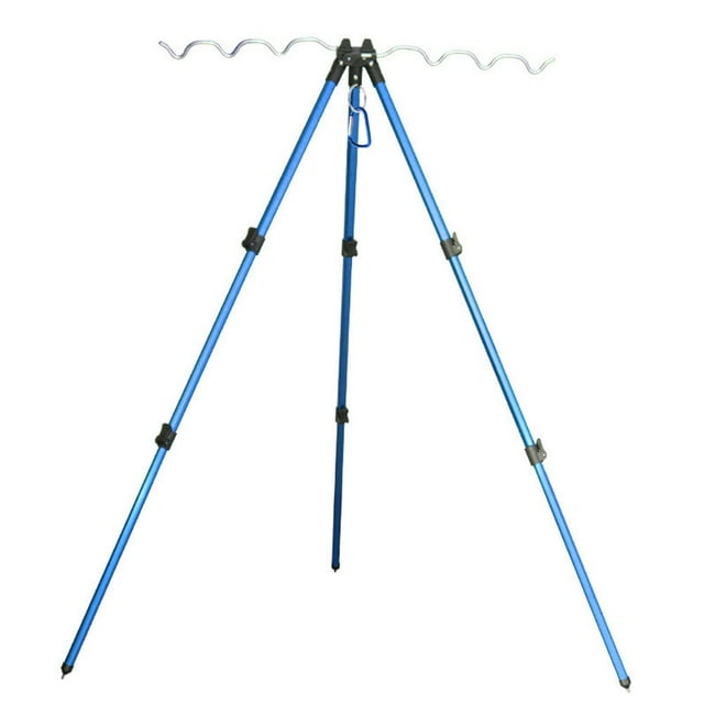 Fishing Tripod Bracket Holder Aluminum Foldable Design for 7 Fishing Rods with Adjustable Legs and Stability Hook