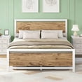 thumbnail image 2 of 4 EVER WINNER Full Bed Frame with Headboard, Industrial Style Bed Frame Full Size, Full Size Bed Frame with Wooden Footboard, No Box Spring Needed, Noise-Free, Easy Assembly, White, 2 of 6
