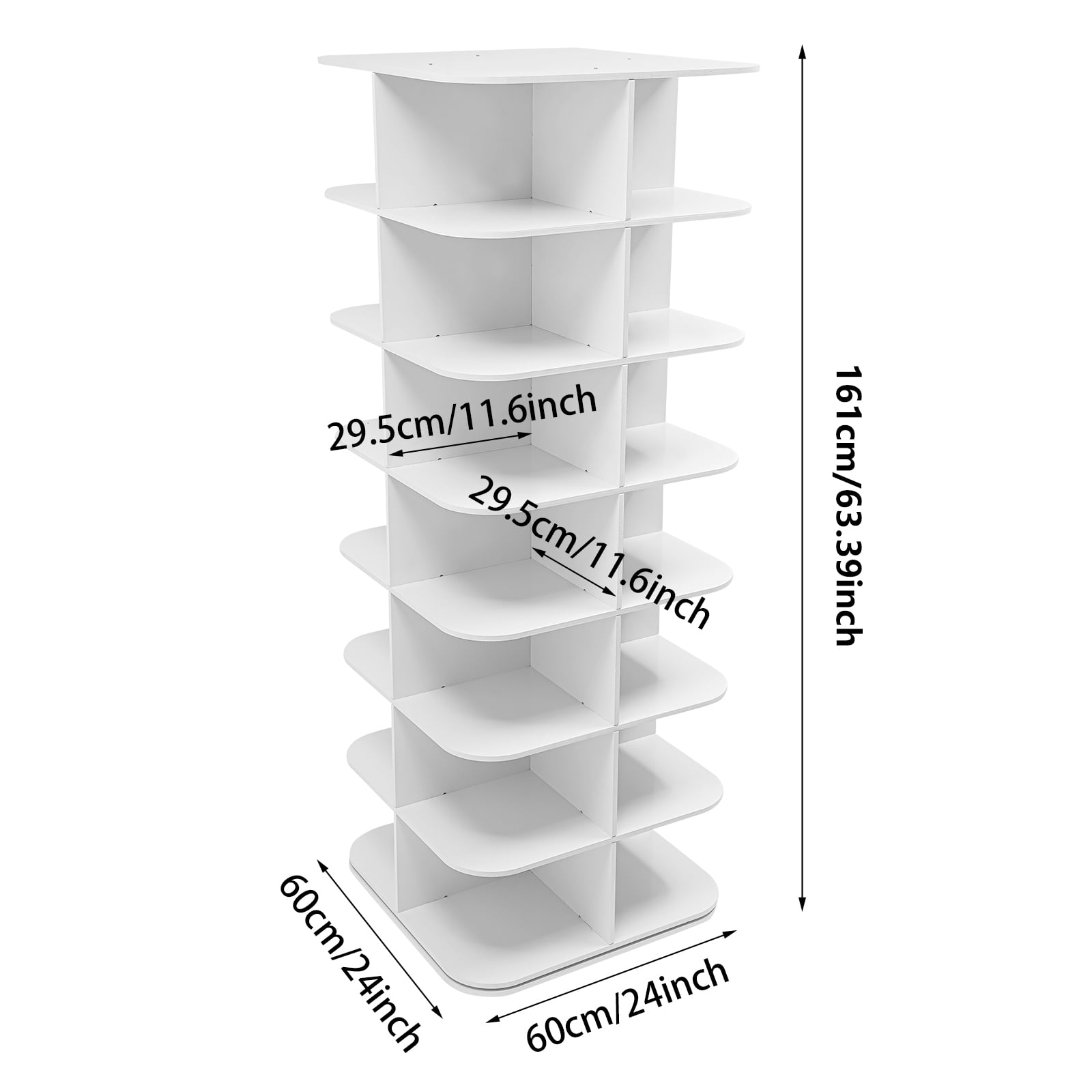 7-Tier Rotating Shoe Rack 360° Spinning Square Shoe Tower 28-Pair Large Capacity Shoe Organizer