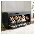 thumbnail image 3 of Shoe Storage Bench with Drawer & Lift Top, 2-Tier Shoe Rack Cabinet, Adjustable Shelves - Entryway Organizer for Shoes, Hallway, Living Room, Mudroom, Black, 3 of 8
