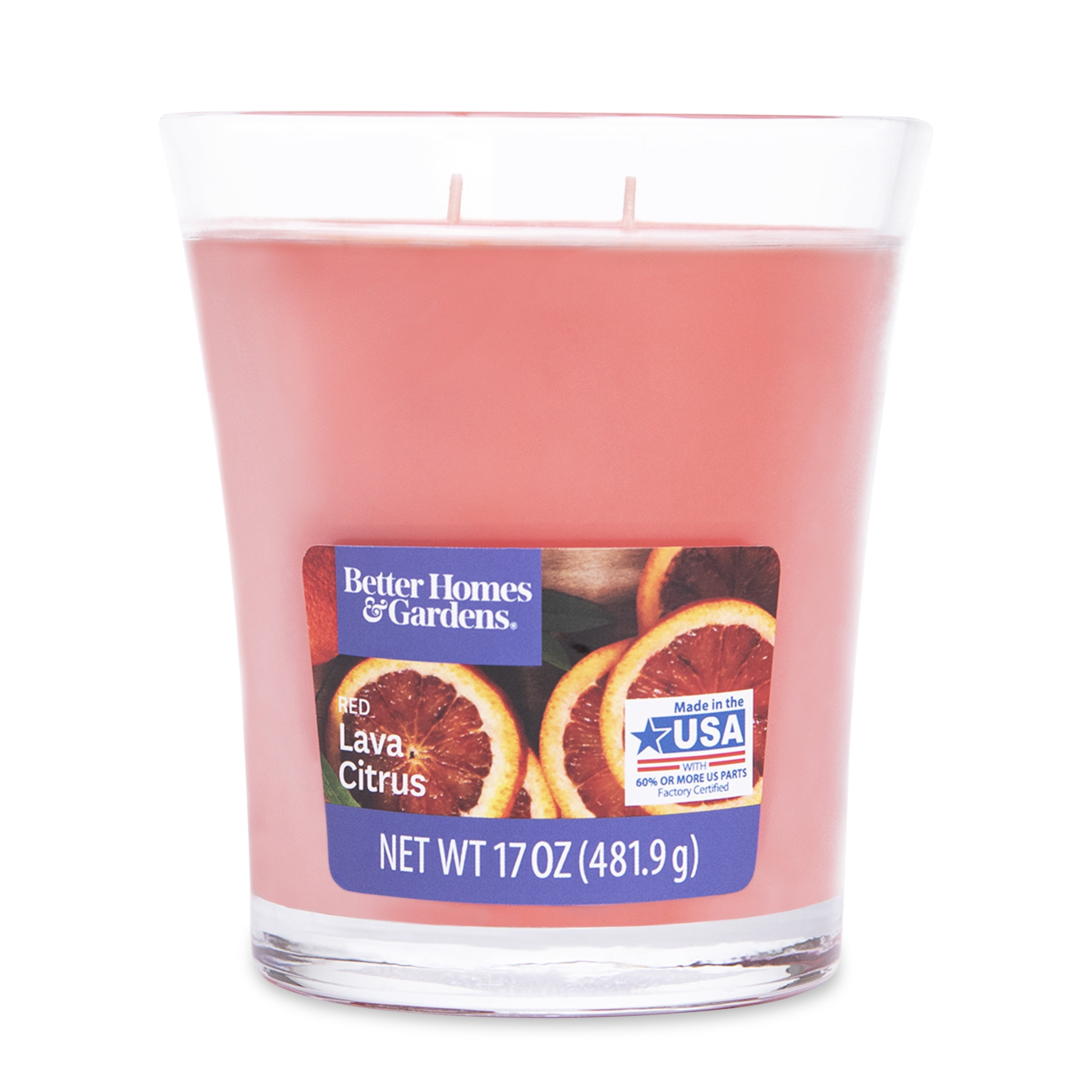 Better Homes & Gardens 17oz Red Lava Citrus Scented 2-wick Jar Candle