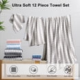 thumbnail image 4 of Jessy Home 12 Piece Light Gray Towel Set Soft Bath Towel for Bathroom-4 Bath Towels, 4 Hand Towels, 4 Washcloths Highly Absorbent Bath Sheet for Hotel & Spa, 4 of 8
