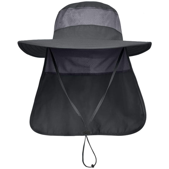 Kaleduo Mens UPF 50 Sun Protection Safari Cap Wide Brim Fishing Hiking Hat with Neck Flap for Garden Work