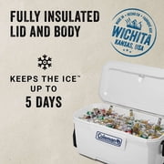 Coleman Classic 100 Qt Marine Hard-Sided Rolling Cooler with Wheels, Ice Chest, White