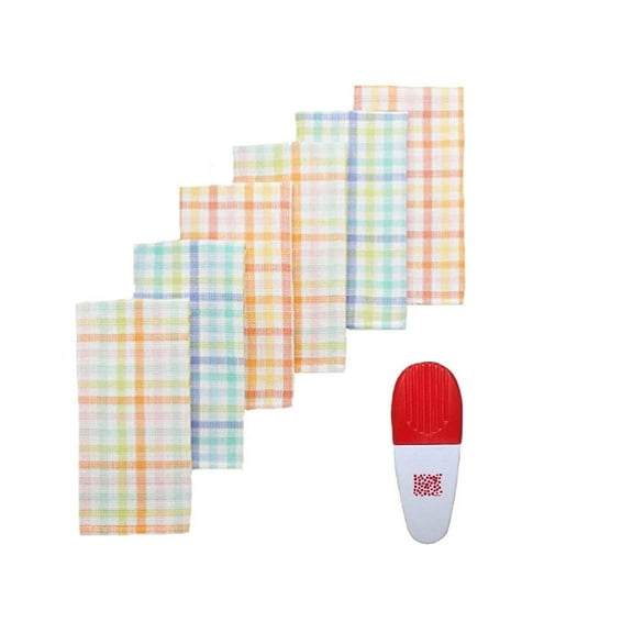 Woven Plaid 6-pk. Kitchen Towels & Chip Clip Gift Set