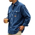 thumbnail image 7 of LODIENY Men Corduroy Shirt Jacket Casual Work Button Down Long Sleeve Vintage Regular Fit Shirts with Two Flap Pockets Navy XXXL, 7 of 7