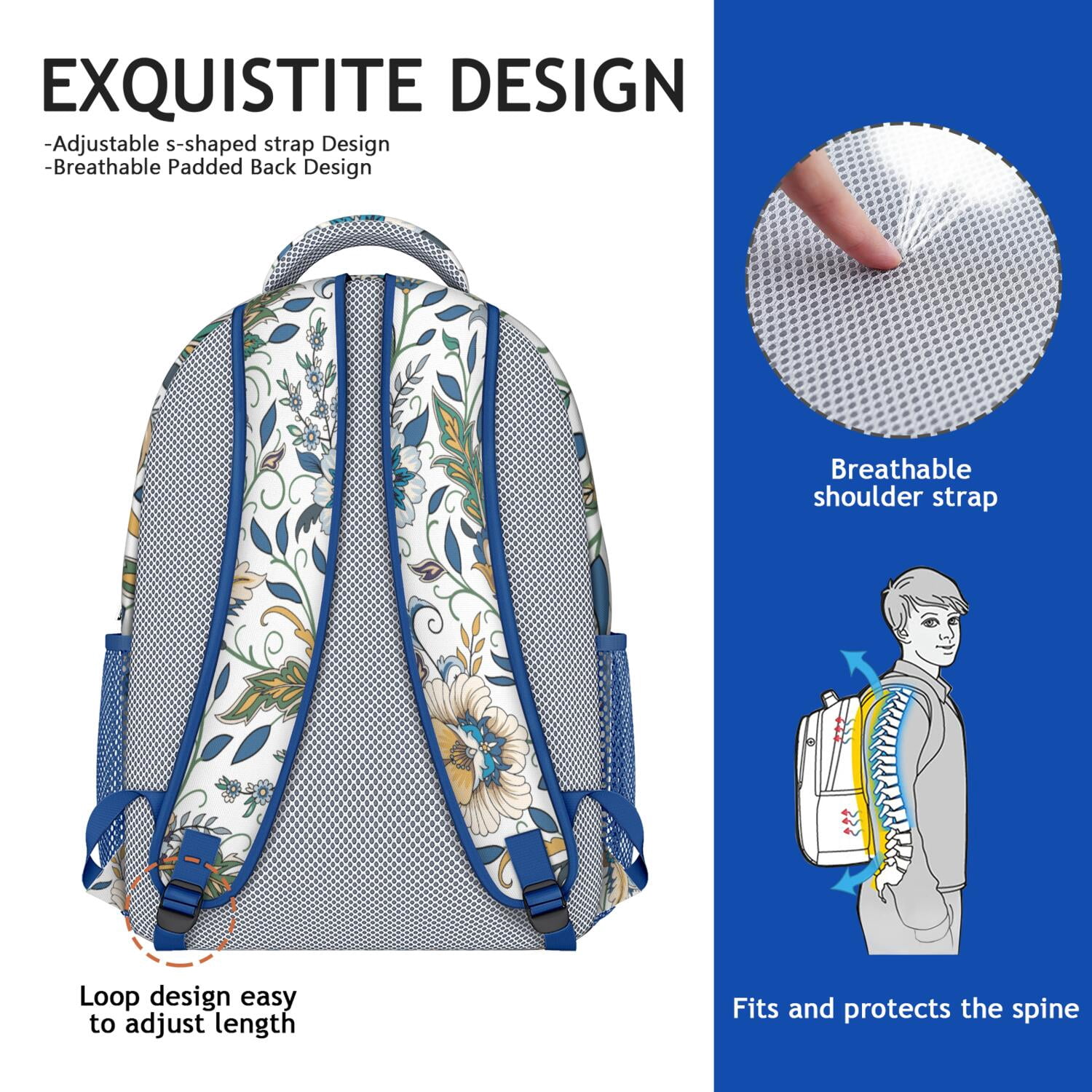 Geometric Paisley Design Waterproof Backpack - Elegant Ergonomic Bookbag for Commuters & Students