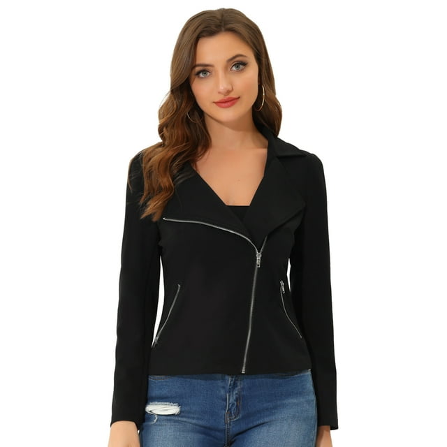 Unique Bargains Veste de Motard Décontractée à Manches Longues avec Capuche en Tricot pour Femme XS
