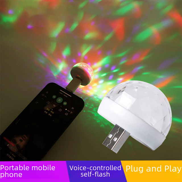 Mini luces de escenario para teléfono móvil con bola mágica USB, RGB, para discoteca, fiesta, DJ, coche, exclusivas transfronterizas
