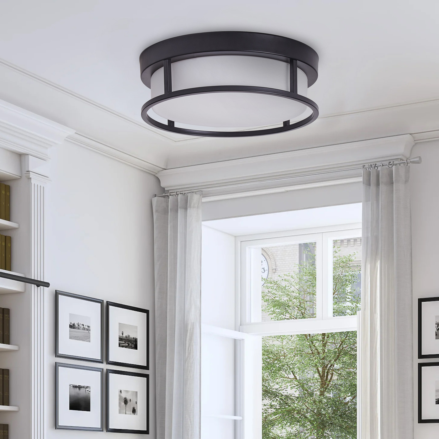 Aiwen 2 Light Acrylic Opal Shade Modern Flush Mount Ceiling Lamp