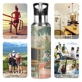 thumbnail image 7 of Yayeee 20oz Insulated Water Bottle Double Wall Stainless Steel with Flip Straw Lid, Pink and Green Cat, 7 of 7