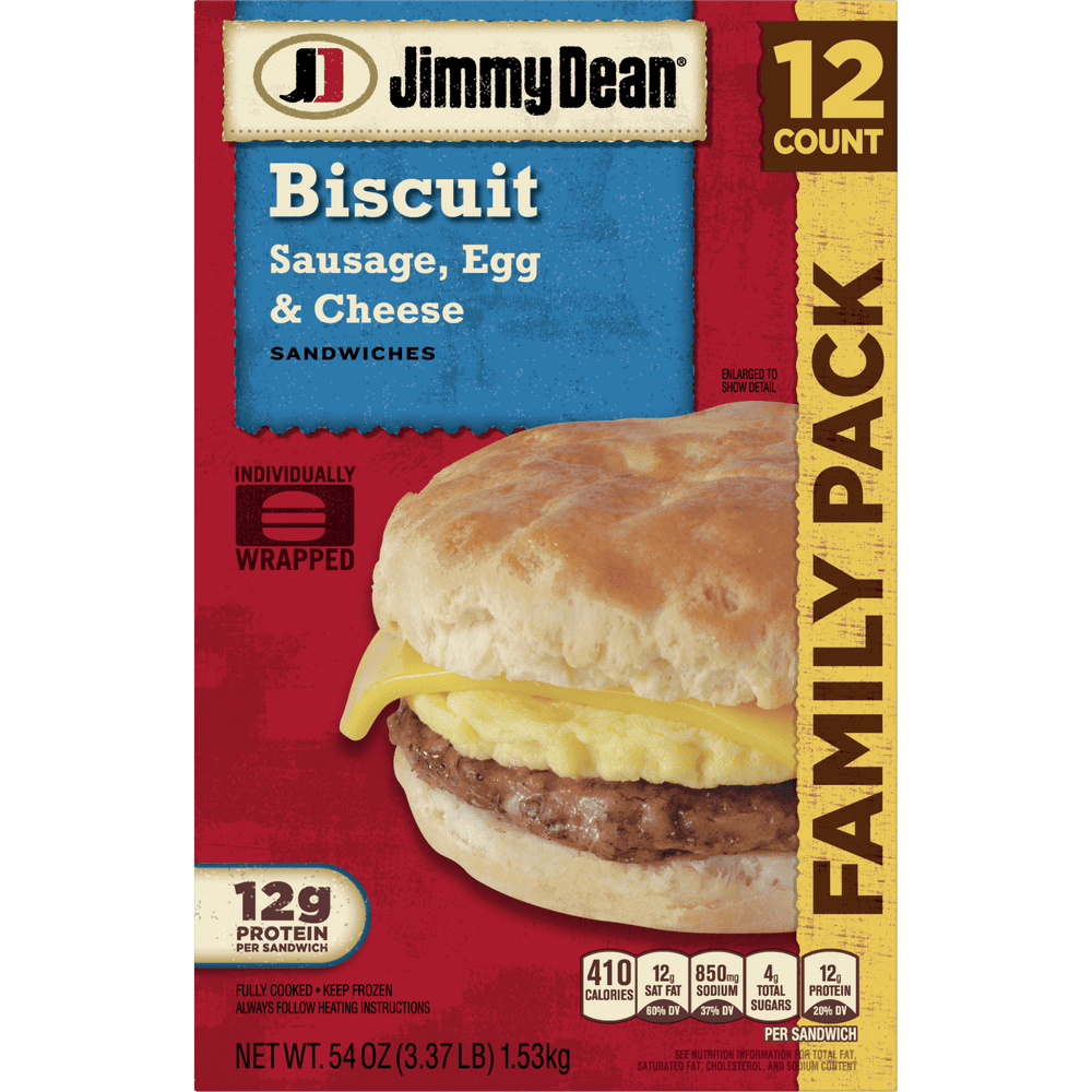 Jimmy Dean® Sausage, Egg & Cheese Biscuit Sandwiches, 12 Count (Frozen