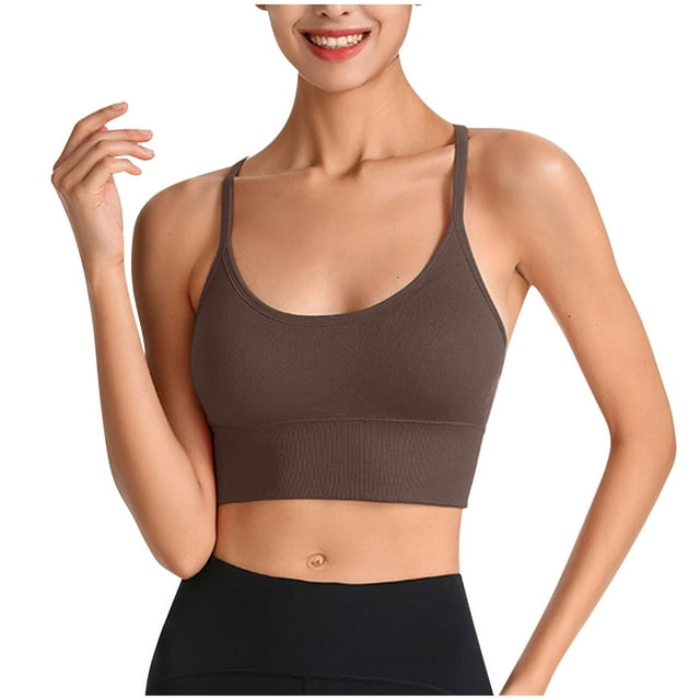 Timegard Womens Sports Bras Spaghetti Strap Scoop Neck High Support Breathable Workout Running Thin Bras